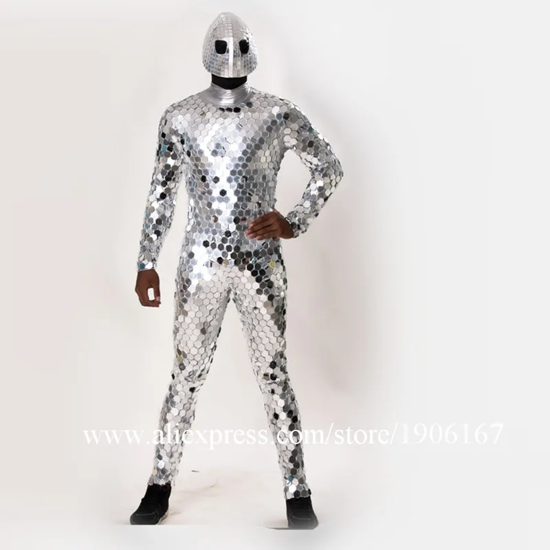 New unique futuristic alien male costume nightclub male GOGO cool mirror man costume commercial men's clothing4