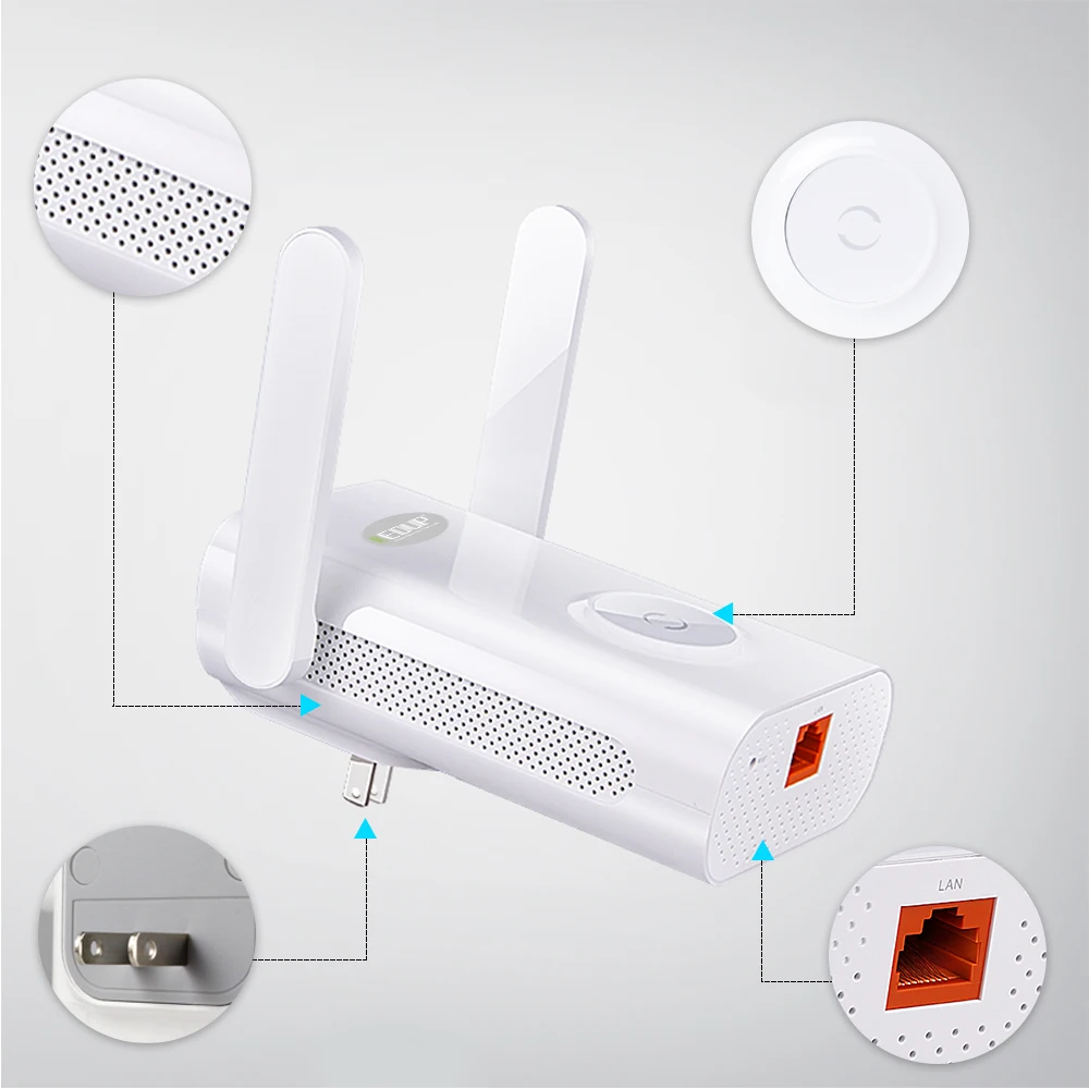 EDUP 1200 Мбит/с Беспроводной Wi-Fi Ретранслятор Dual Band 2,4/5 ГГц Wi-Fi Range Extender 2 * 4dBI антенны 11AC сигнал Amplifer точки доступа