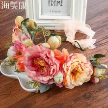 Haimeikang Rose Peony Flower Crown Girl Bridal Floral Headband Wreath Wedding HairBands Hair Accessories Women Bridesmaid Diadem Haimeikang Rose Peony Flower Crown Girl Bridal Floral Headband Wreath Wedding HairBands Hair Accessories Women Bridesmaid Diadem