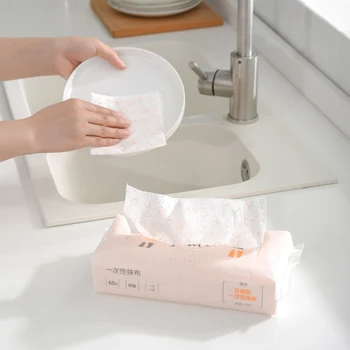 

60pcs/pack Kitchen Disposable Cleaning Cloth Multi-purpose Removable Dish Cloth Scouring Pad Kitchen Cleaning towl
