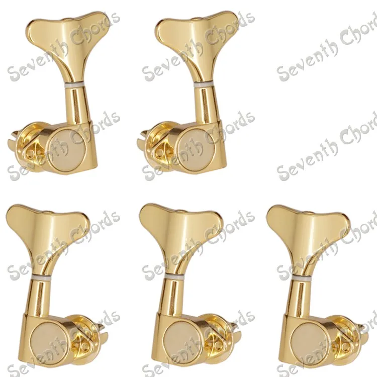 

A Set 5 Pcs Gold Fish tail Buttons Bass Tuning Pegs Tuners Machine Heads for 5 String Bass Guitar /2L3R/3L2R/1L4R/4L1R