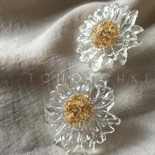 Невечный чудо смолы Подсолнух серьги-гвоздики поп подарок Топ Подиум платье элегантный редкий Ins Готический корейский ювелирные изделия 2733