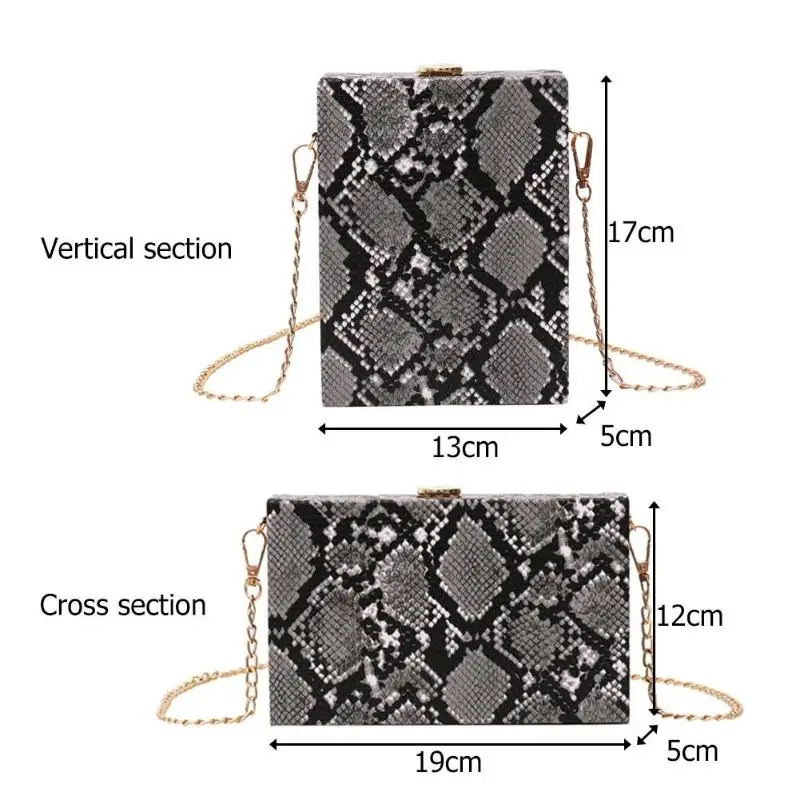 Дамская змеиная сумка-мессенджер на плечо с принтом из искусственной кожи, повседневные женские сумки на цепочке, сумки через плечо, женские вечерние сумки