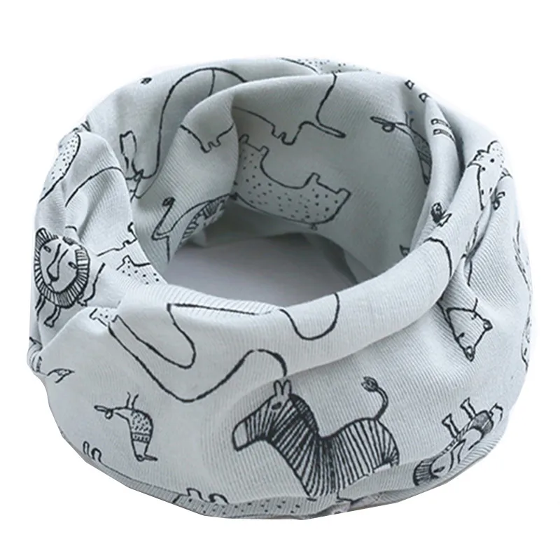 Детский хлопковый шарф, осенне-зимний теплый шарф для маленьких мальчиков, шарфы для девушек, детский воротник с рисунком, Круглый ворот, волшебный шейный платок - Цвет: animal