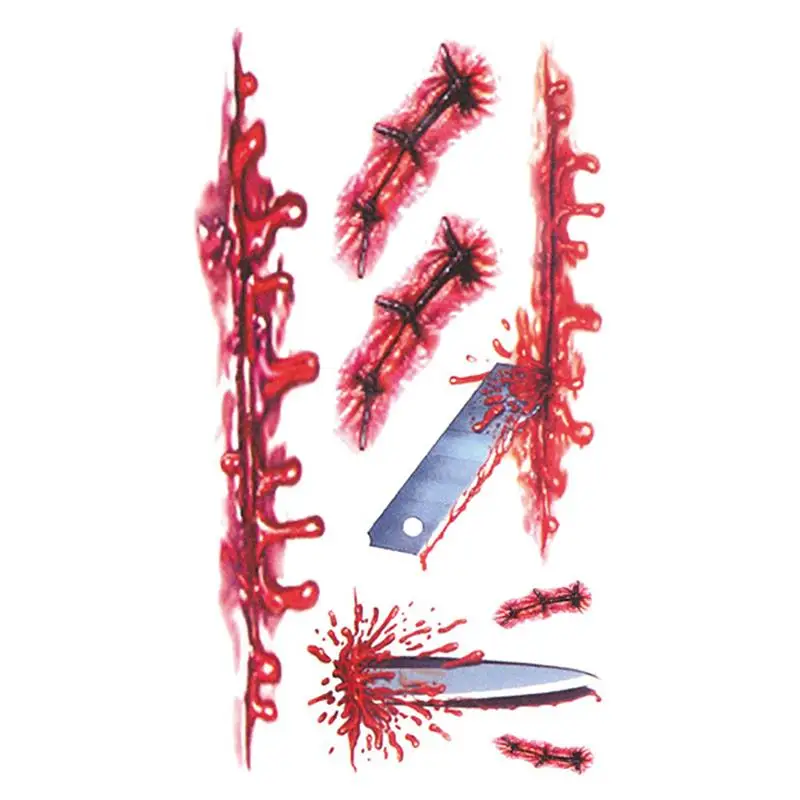 6 шт Хэллоуин водонепроницаемый стикер татуировки стежка поддельные Шрам Татуировки Временные татуировки стикеры реквизит для украшения вечеринки аксессуары