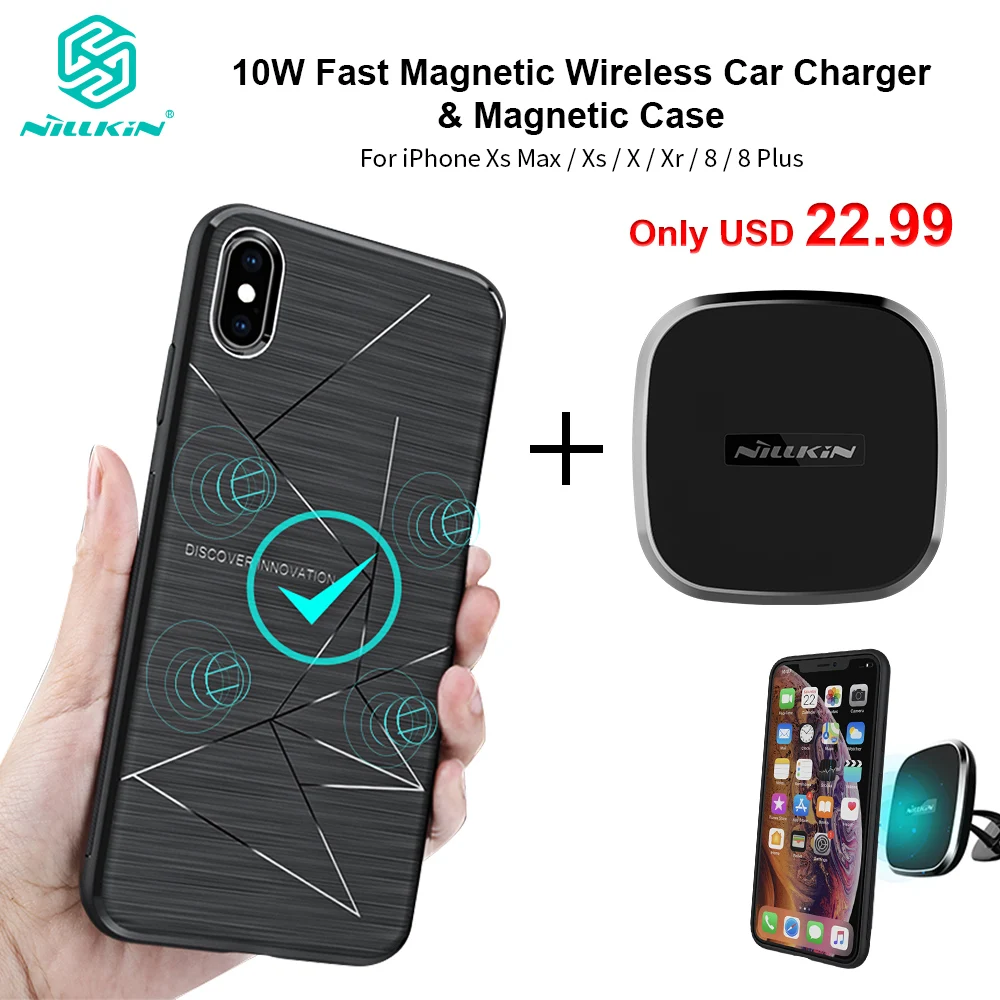 

Nillkin Magnetic Wireless Car Charger Holder Air Vent Mount + Magnetic Case for iPhone Xs Max Xr X Xs 8 Plus
