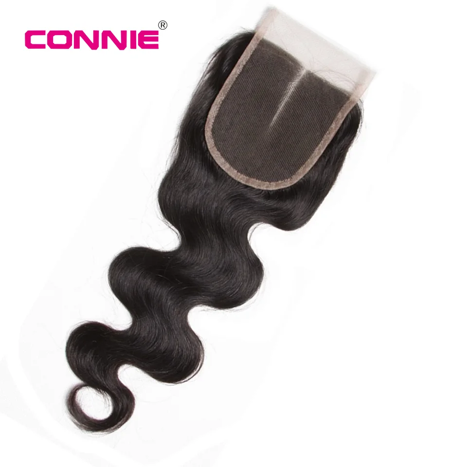 Connie 4x4 Brazilian Body Wave Human Hair Bundles Swiss Lace Closure Middle Part With Bleached Knots Non Remy Hair 8''-18'' Connie 4x4 Brazilian Body Wave Human Hair Bundles Swiss Lace Closure Middle Part With Bleached Knots Non Remy Hair 8''-18''