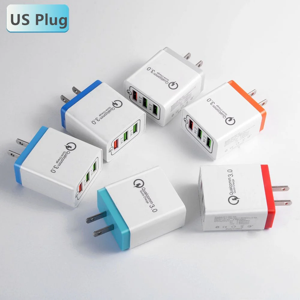 Универсальный 18 Вт USB Быстрая зарядка 3,0 5 V 3A для Iphone 7 8 ЕС нам Подключите мобильный телефон быстрое зарядное устройство для зарядки для Samsug s8 ...