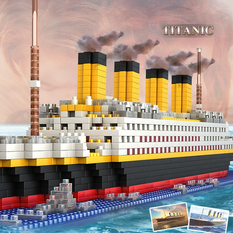 

New Mini Diamond Blocks Titanic Boat Ship Legoinglys Technic 3D Blocks Educational Model Building Toys Hobbies for Children