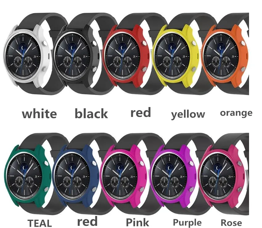 100 шт. силиконовые цветной защитный чехол для Galaxy Шестерни S3 классический Смарт-часы мягкий Защитный чехол для samsung S3 классический