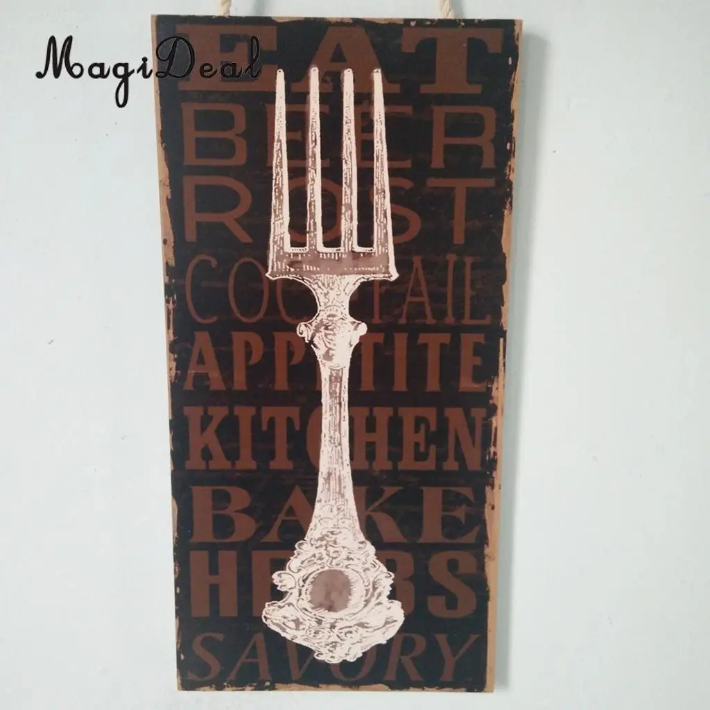 MagiDeal Home Dining Kitchen Natural Wood Plate Sign Cafe Pub Bar Wall Art Plaque - Coffee Shop Tea House Rest Room