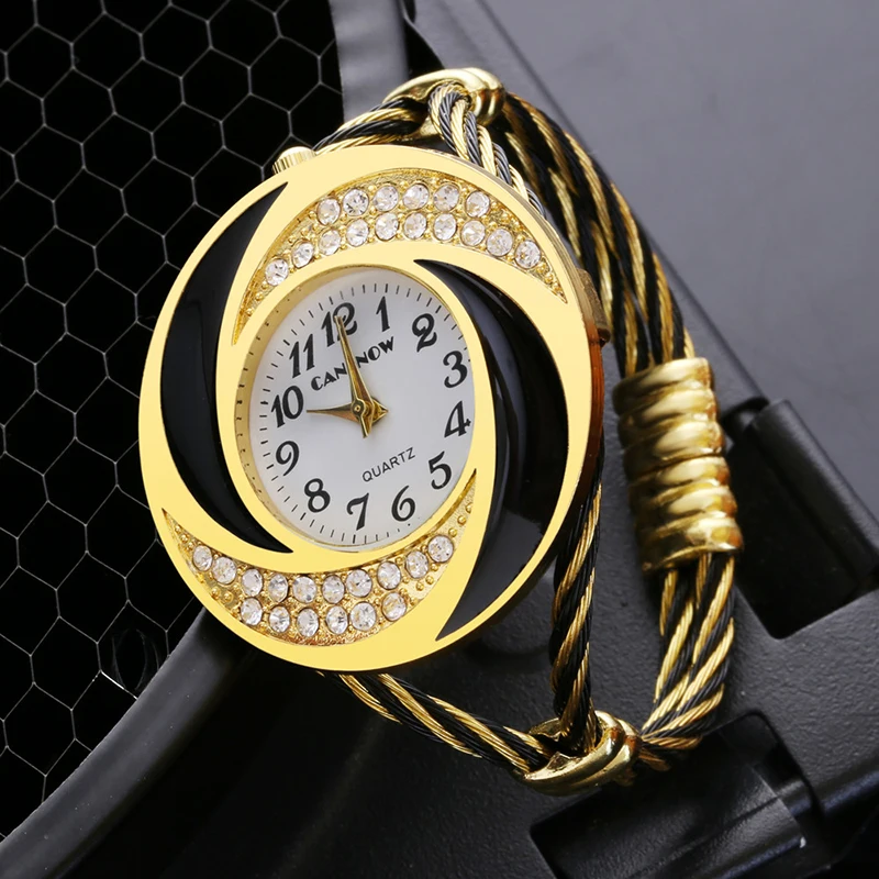 Роскошные Для женщин золотого и красного цвета металлический браслет часы модные Повседневное женские Стразы браслет часы креативные женские часы Relogio Feminino