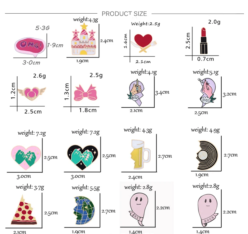 Милые эмалированные булавки брошки каваи чашка сердце крыло полукруглый полушарие пиццы ОМГ свитер куртки рубашка бижутерия подарок для женщин