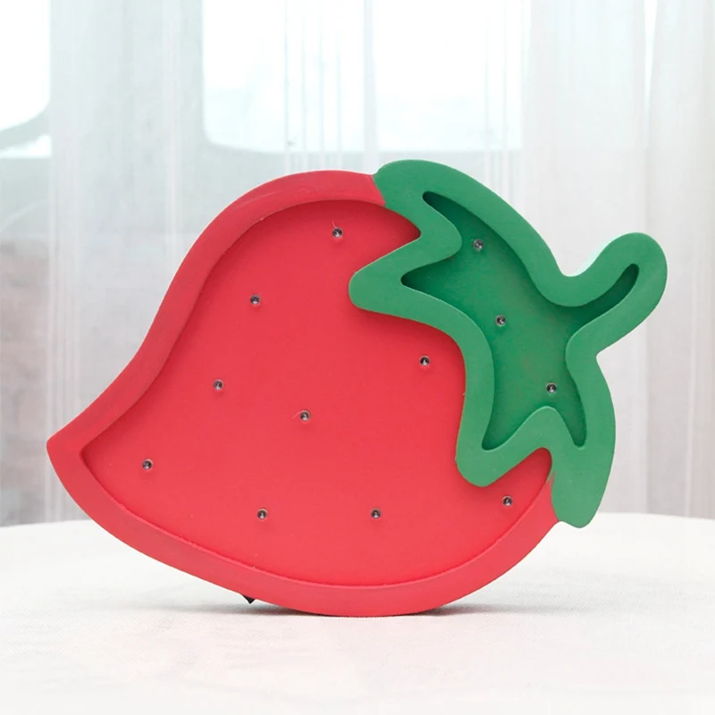 Cute Strawberry LED Night Light Wall Decoration Warm White Table Lamp Bedroom Kid Children Room Decor Light for Girls Kid Gift (4)