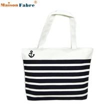 High quality Canvas Black Anchor Pattern Shopping Shoulder Bags Women Handbag Beach