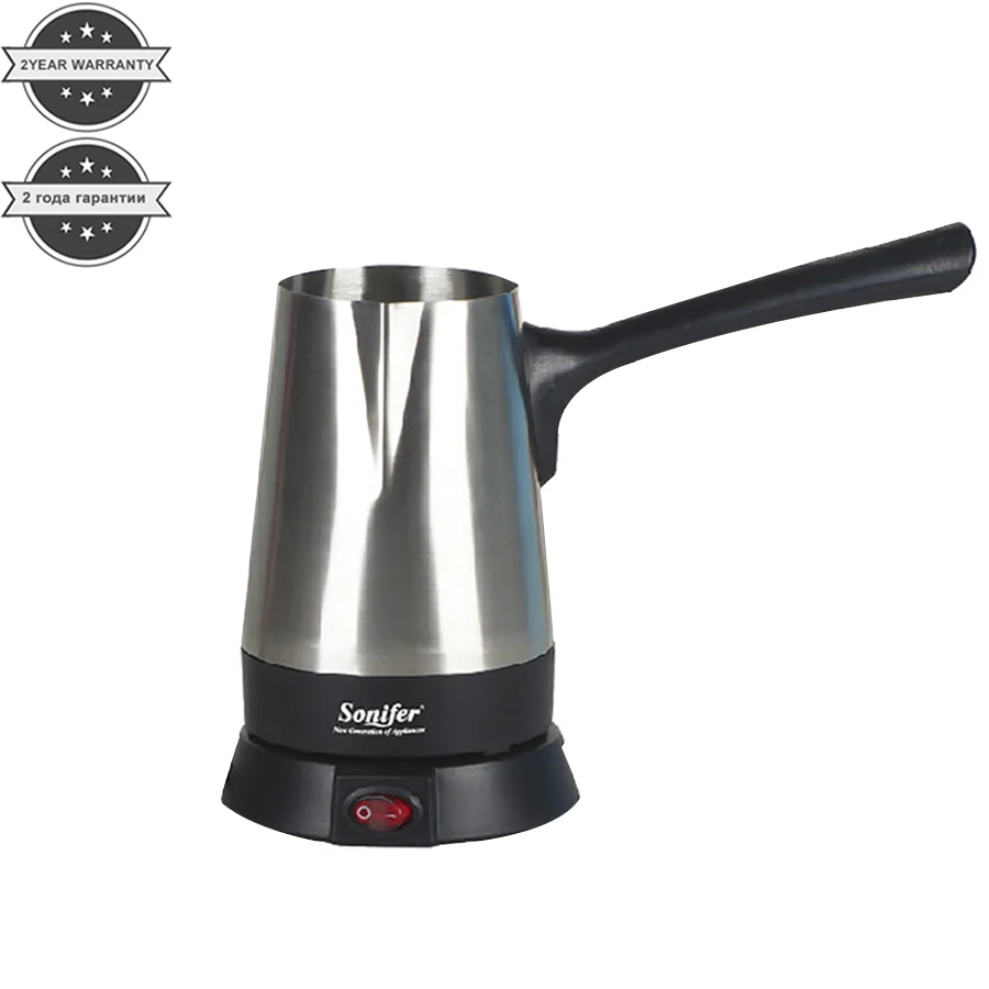 Comprar Cafetera de acero inoxidable, cafetera de pavo, cafetera eléctrica de 800 W, hervidor de café de leche hervida para regalo 220V Sonifer