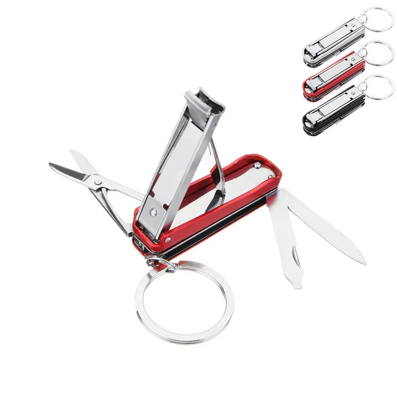 

Stainless Steel 5 in 1 Multi-functional Nail Clipper Nails File Knife Screw Driver Cuticle Scissor Keychain Nails Tool