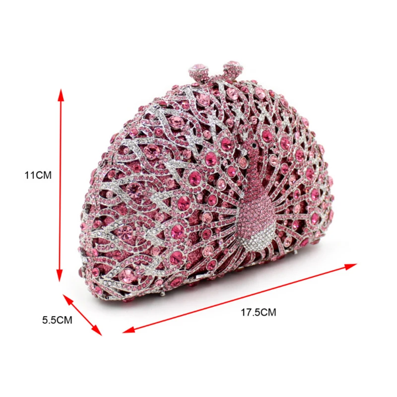 Xiyuan роскошный клатч Для женщин Алмаз Павлин Перо Вечер рук Сумки благородный кристалл Званый ужин кошелек цепи известный Bolso
