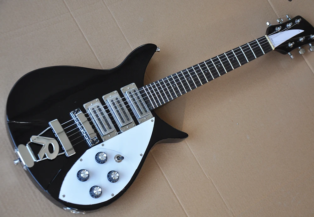 

Wholesale Custom 6 Strings Black Semi-hollow Electric Guitar with 3 pickups,Rosewood Fingerboard,R Tailpiece,Can be Customized