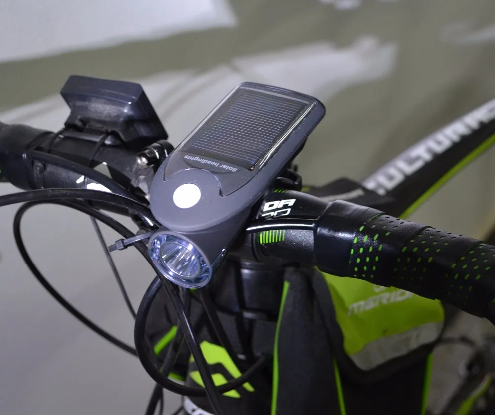 LED solar bike headlight USB charging bike lights 360 degree rotation