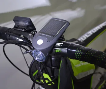 

LED solar bike headlight USB charging bike lights 360 degree rotation