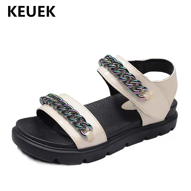 

New Summer Sandals Children Shoes Student Gladiator Chains Princess Open toe Beach Shoes Girls Baby Kids Toddler PU Leather 02