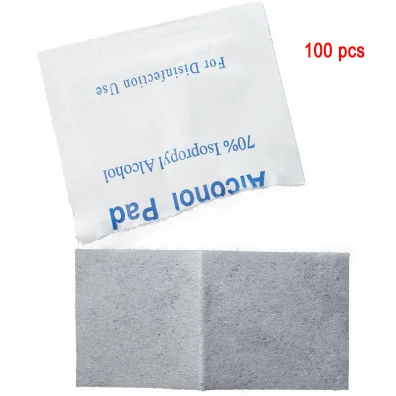 100pcs/lot Alcohol Prep Swap Pad Wet Wipe for Antiseptic Skin Cleaning Care Jewelry Mobile Phone Clean