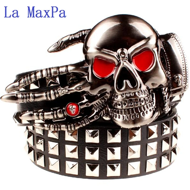 Fashion men's rivet belt Punk rock belt skull head ghost claw heavy