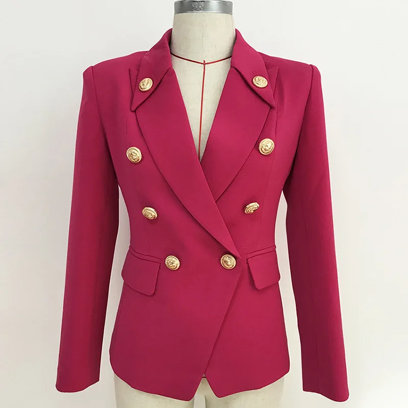 High Quality Newest Runway Designer Women's Jackets And Blazer Double Breasted Metal Button Office Lady Blazers Female Outwear