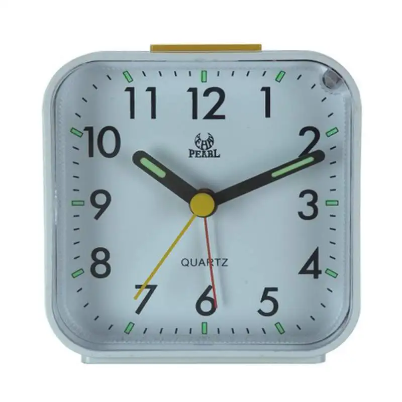 Alarm Clock Square Small Bedside Travel Mute Alarm Clock Cute Portable Cute creative fashion student small clock Battery Operate - Цвет: W