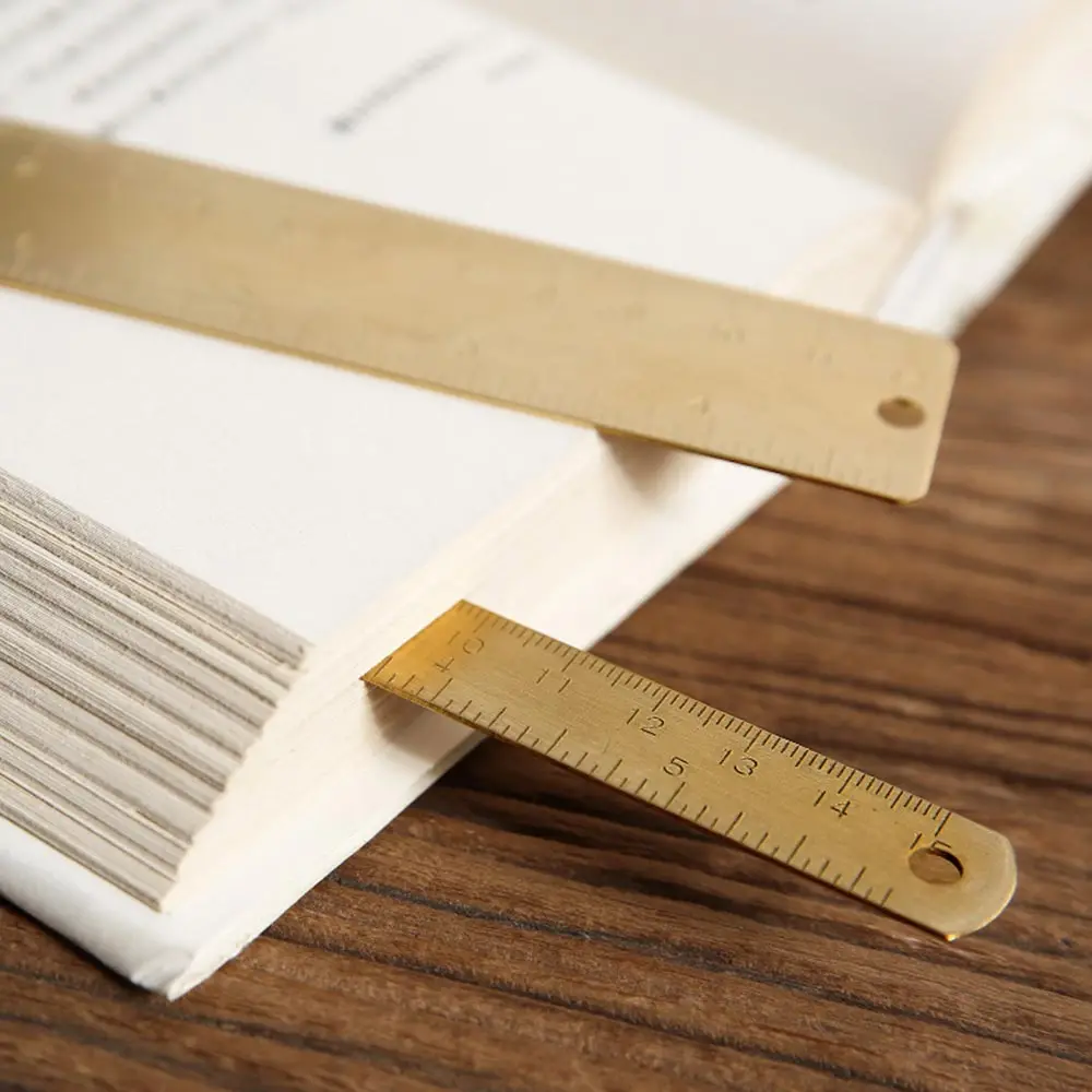 Vintage travel Brass Handy Straight scale Ruler 12cm Metal cute pure Copper Bookmark Dual Scales book mark marker for school office metal bookmark,bookmarks stationery supplies