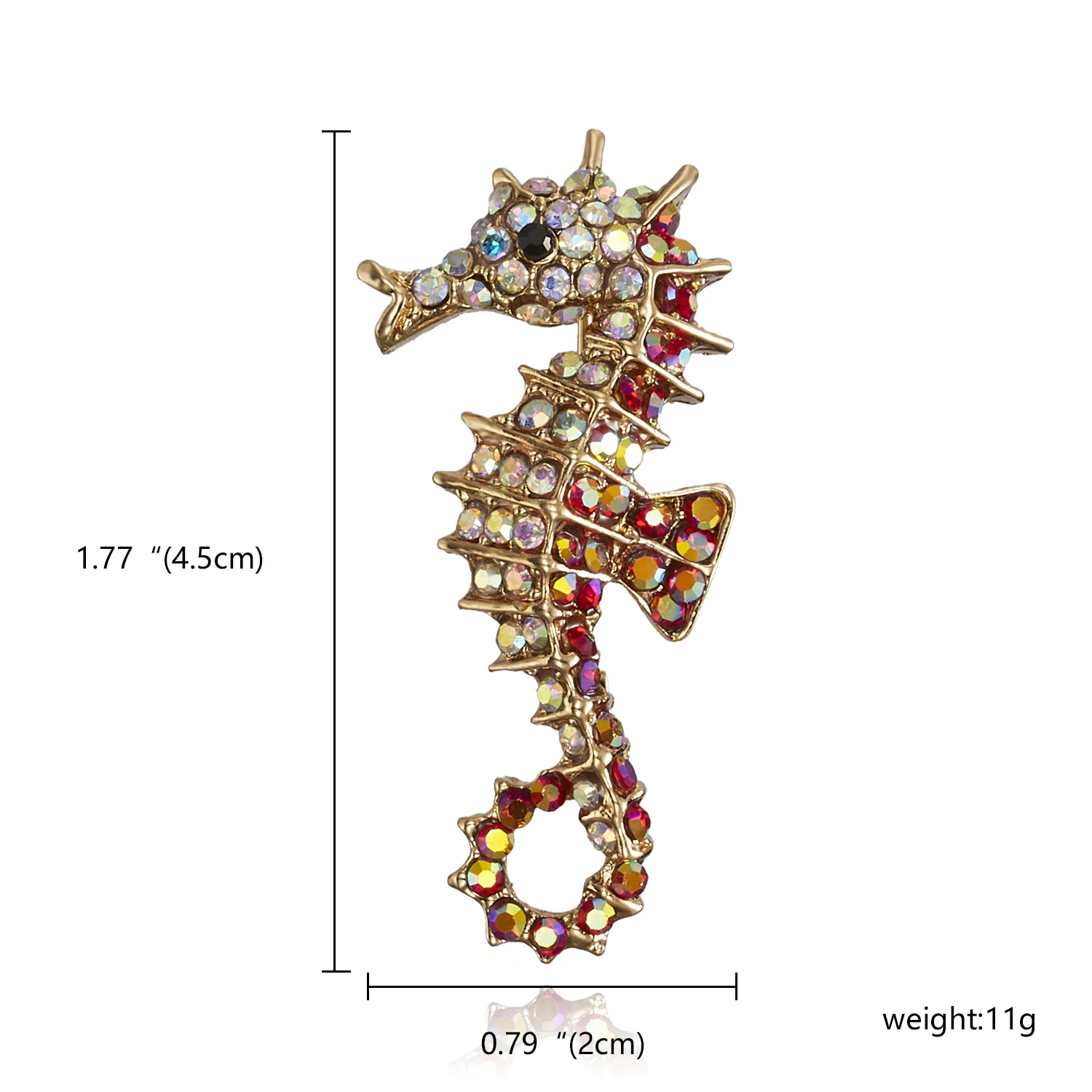 Брошь в виде животного, украшение, для мужчин, Т-образный корсаж, стразы, красный, синий, морской конь, для плавания в гиппокампе, броши, для женщин, мужчин, ювелирное изделие, булавки - Окраска металла: Red