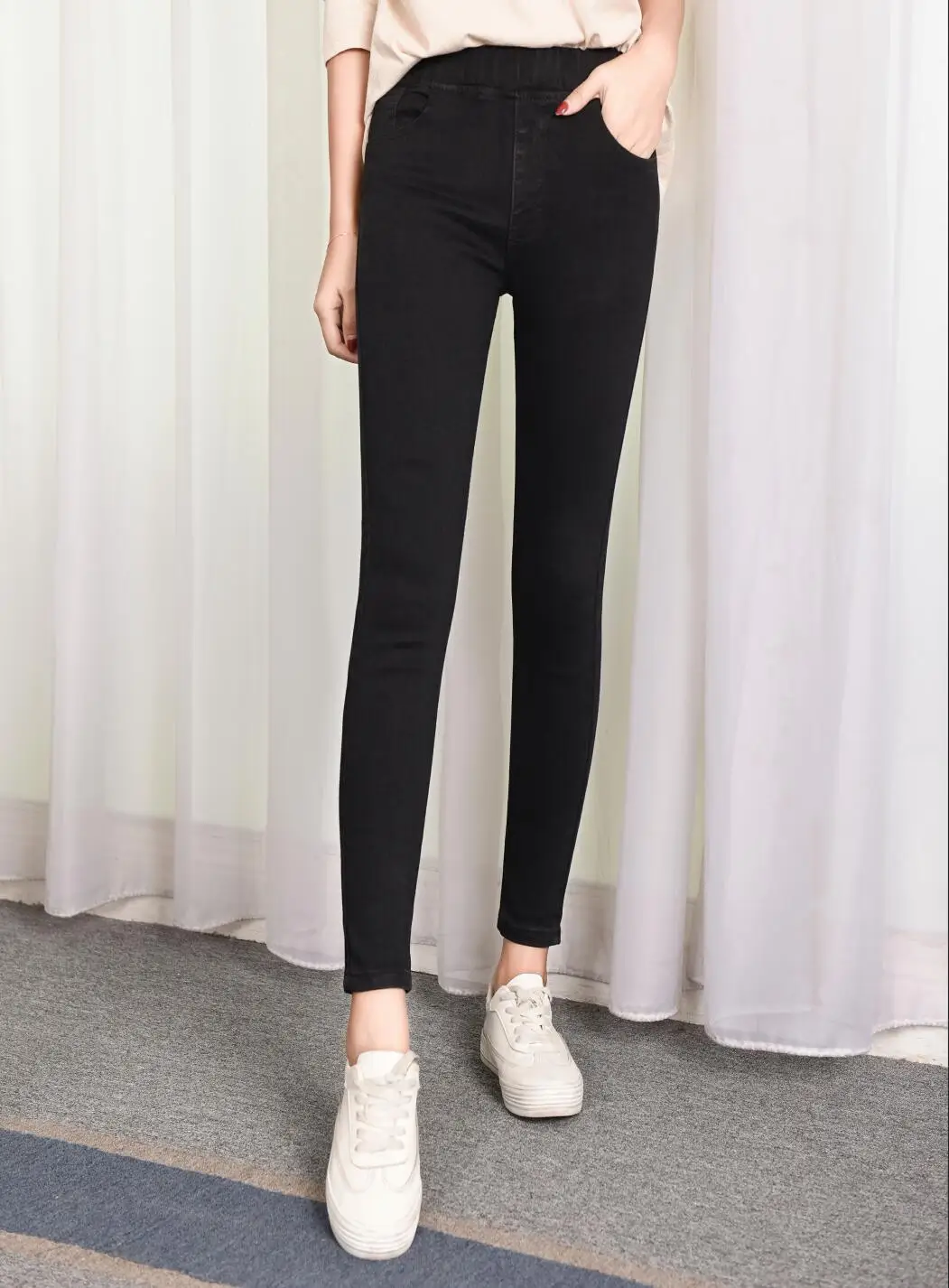 Высокое качество плюс размеры повседневное женские джинсы Тонкий стрейч хлопок джинсовые брюки для женщин тощий карман мама джинсы