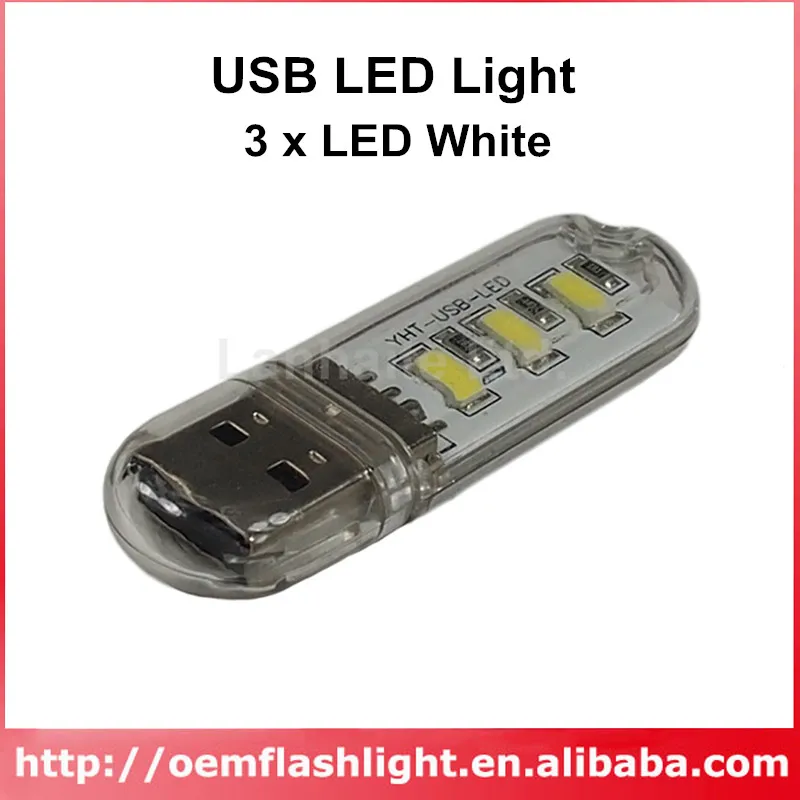 YHT USB Powered 3 x LED White USB LED Light Transparent (2 pcs) in