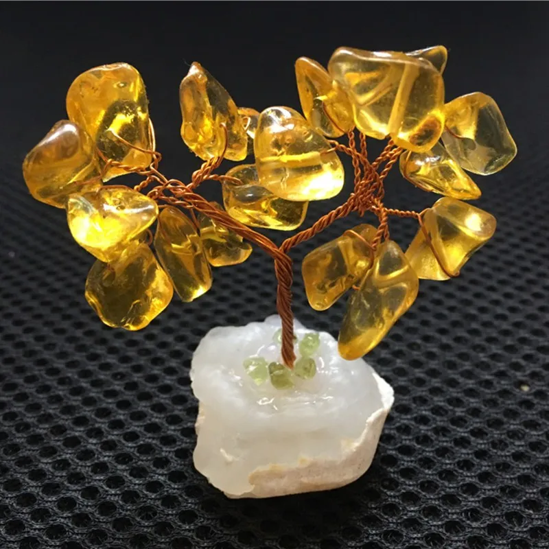 

56mm new product natural quartz crystal handmade crystal lucky tree reiki healing family feng shui decorative art collection