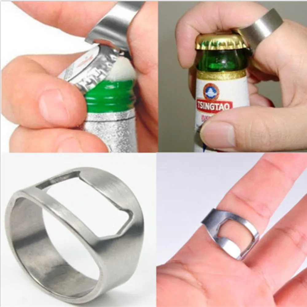 1000pcs/lot Stainless Steel Finger Ring Bottle Opener Bar Beer tool