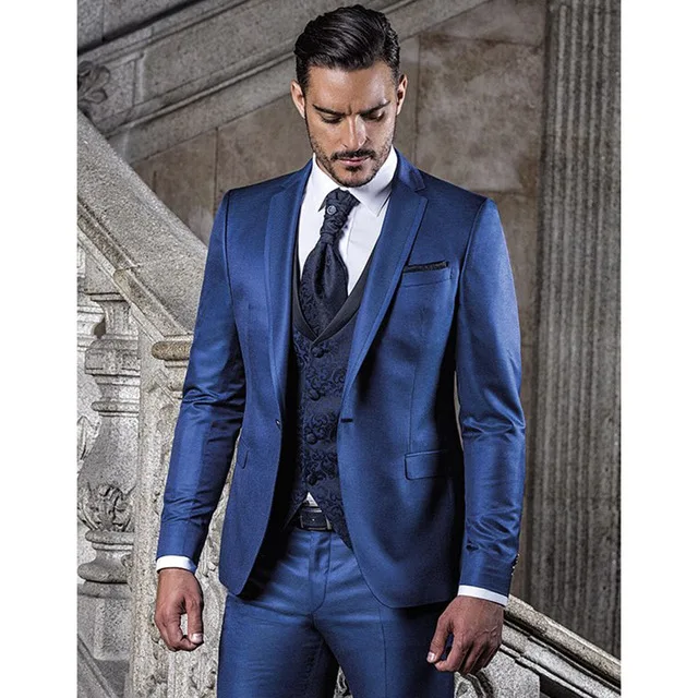 2018 новый индивидуальный синий свадебный мужской костюм смокинг homme Slim Fit мужские