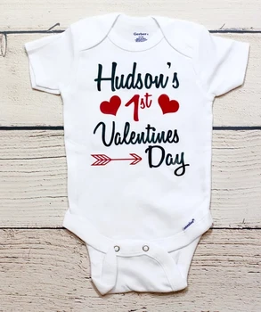 

customize name my first Valentines baby shower bodysuit onepiece romper Outfit kids t shirts birthday Maternity photo shoot