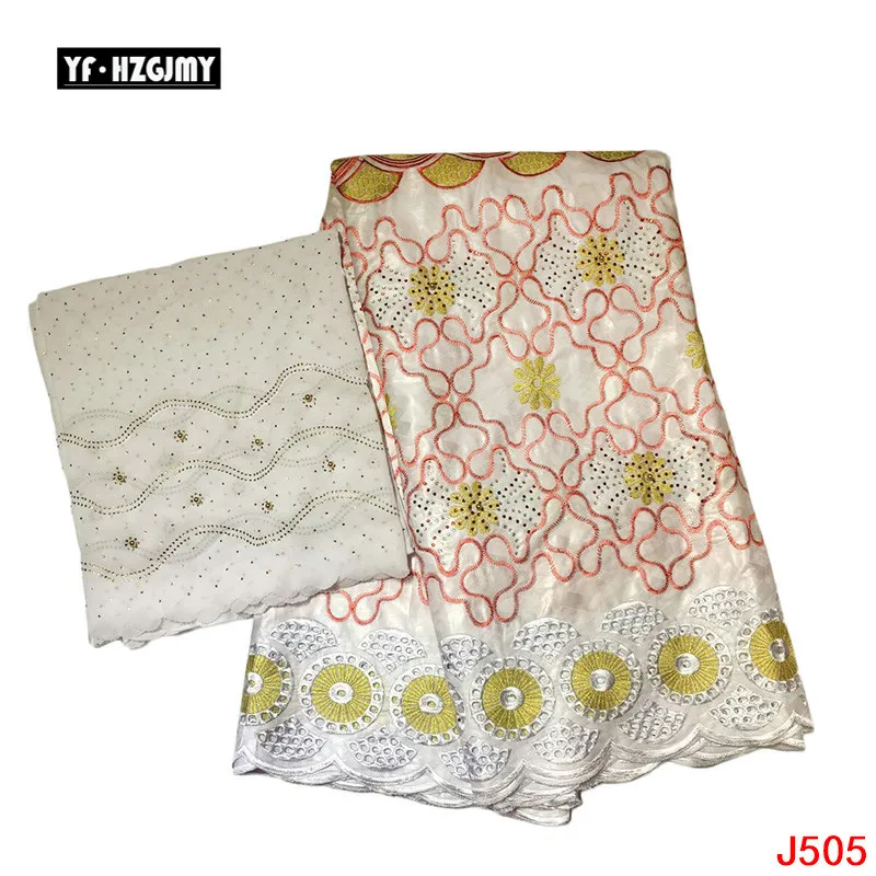 

YF HZGJMY Nigeria 2019 Laces 7 Yards White Bazin Riche Getzner Embroidered African Lace Fabric with Blouse HA505