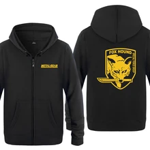 MGS Fox Hound Metal gear однотонные игровые худи для мужчин мужские флисовые кардиганы на молнии толстовки с капюшоном