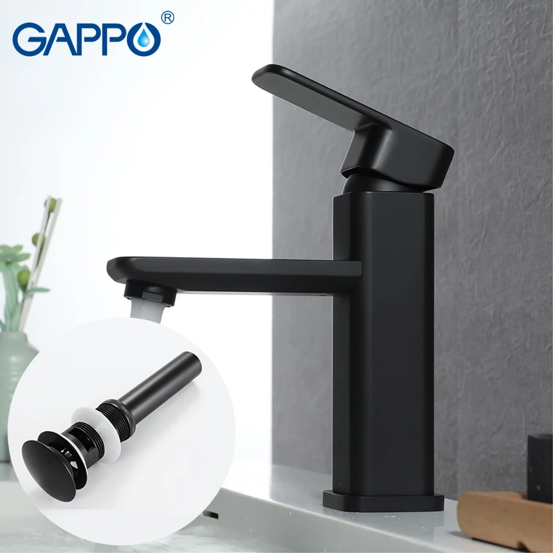 Смеситель для раковины GAPPO черный латунный кран Водопад ванной комнаты крепление