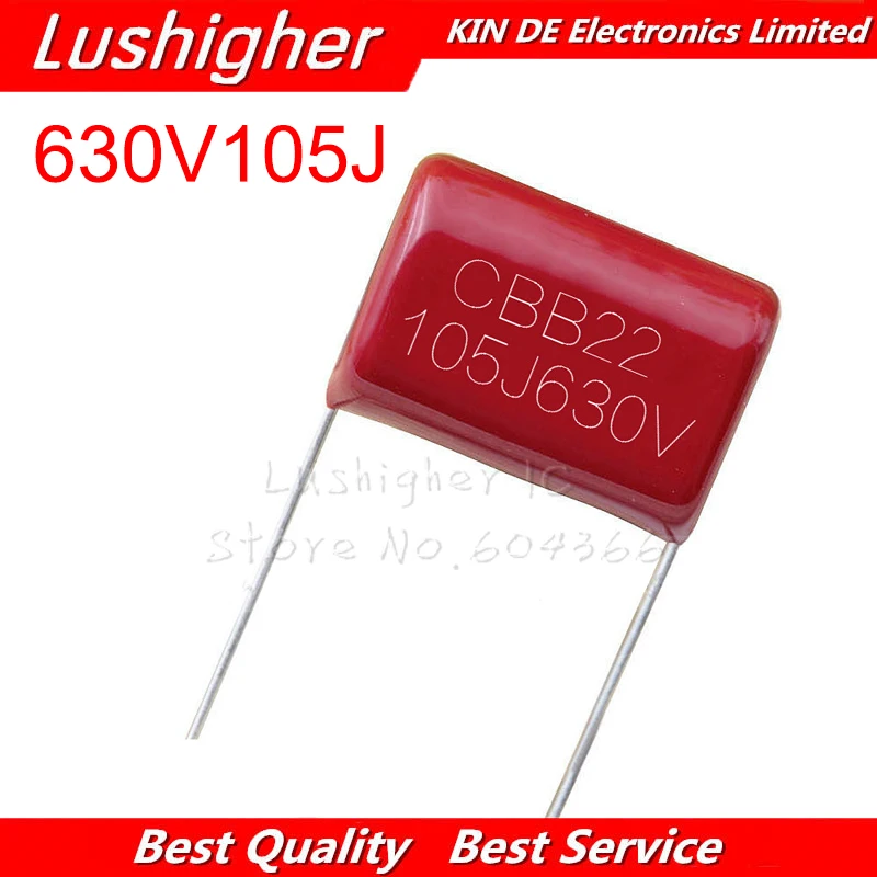 Полипропиленовый пленочный конденсатор 630V105J 630V 1 мкФ 105J шаг 20 мм 105J630V CBB 10 шт. |
