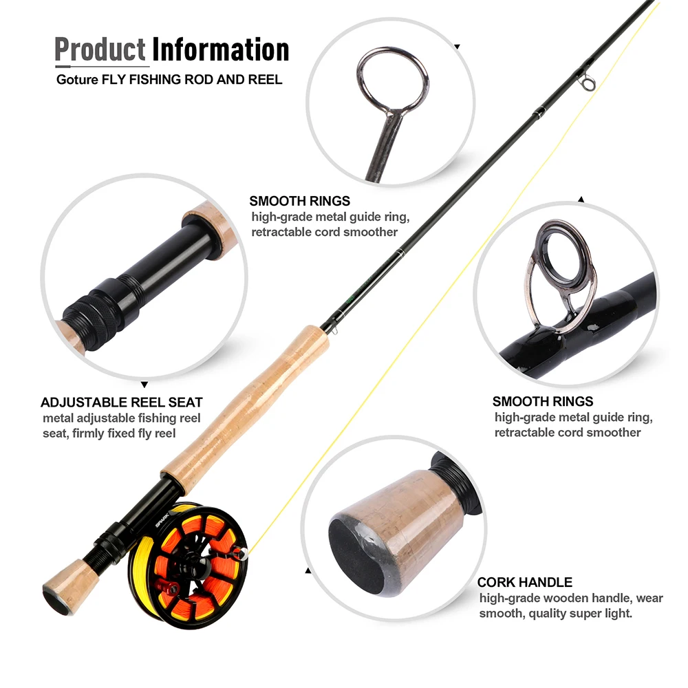 Goture Fly Fishing Rod Combo 2.7M Fly Fishing Rods 5/6 7/8 CNC-machined Aluminum Fly Reel with Lures and Lines Fishing Kit Goture Fly Fishing Rod Combo 2.7M Fly Fishing Rods 5/6 7/8 CNC-machined Aluminum Fly Reel with Lures and Lines Fishing Kit