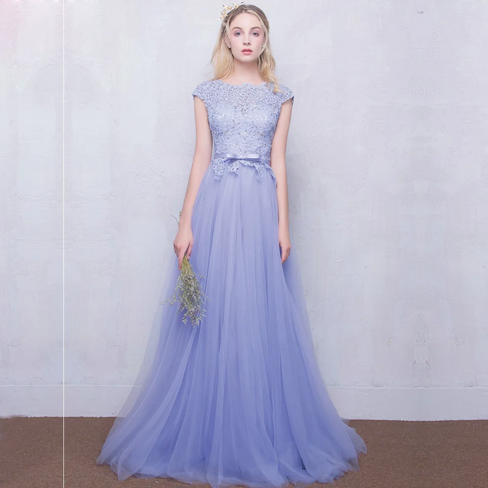 

Elegant Prom Dresses Vestido De Festa Longo Lace Appliques Beaded Tops Tulle Party Dress Custom Made