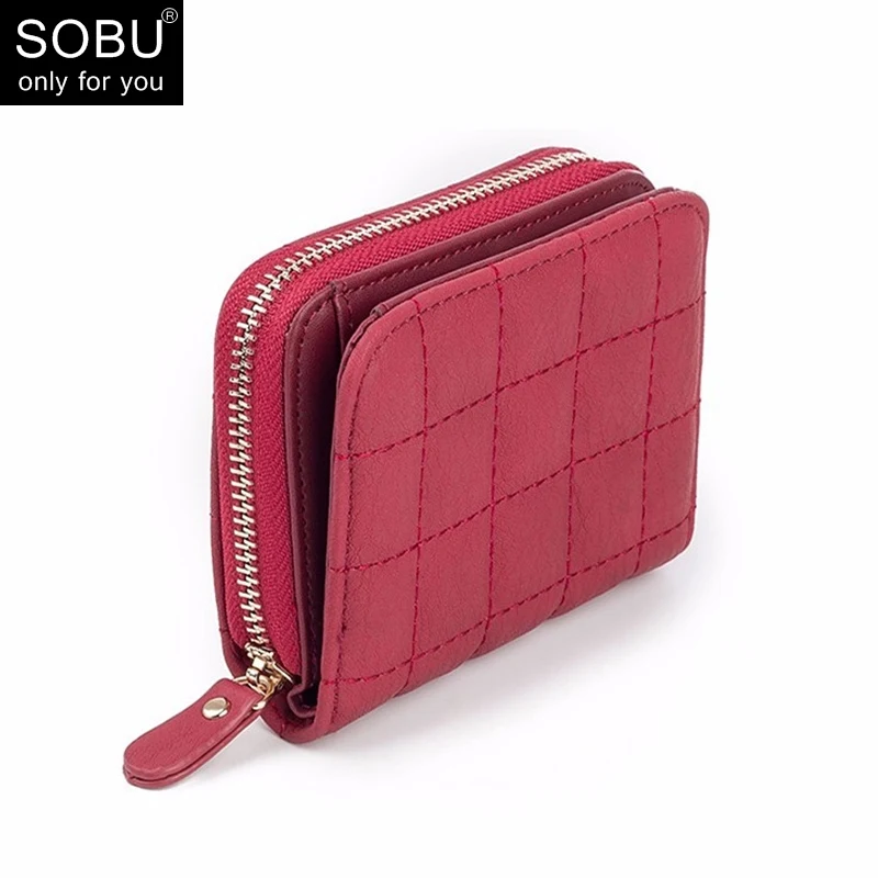 

New Women Short Wallets PU Leather Plaid Purses Nubuck Card Holder Wallet Fashion Woman Small Zipper Wallet With Coin Purse N076