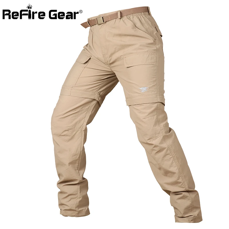 Refire gear камуфляжные армейские отстегивающиеся тактические брюки мужские летние быстросохнущие военные брюки до колен на молнии съемные брюки