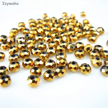 

Isywaka Shining Golden Color 3*4mm 145pcs Rondelle Austria faceted Crystal Glass Beads Loose Spacer Beads for Jewelry Making