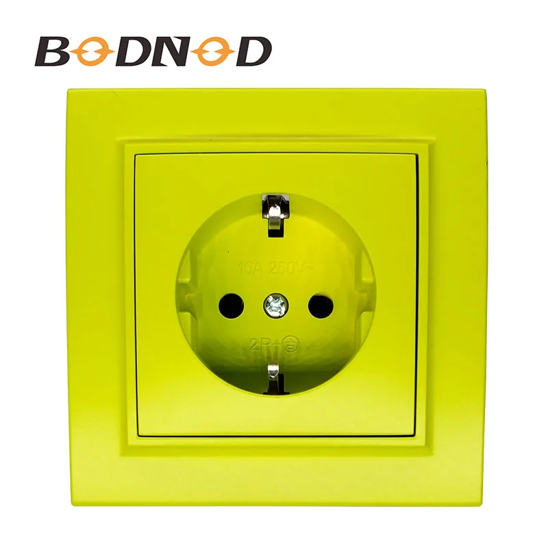 

Wall Socket Free shipping Hot European standard wall adapter connector output yellow Green color 16A 250V EP-08