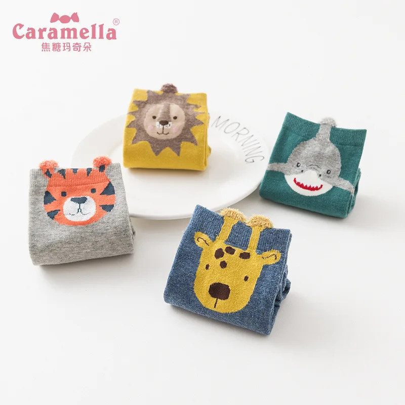 

2018 Caramella 4 Pairs/lot Cartoon Cotton Women's Socks Cute Socks Women Girls Solid Sock for Women Meias