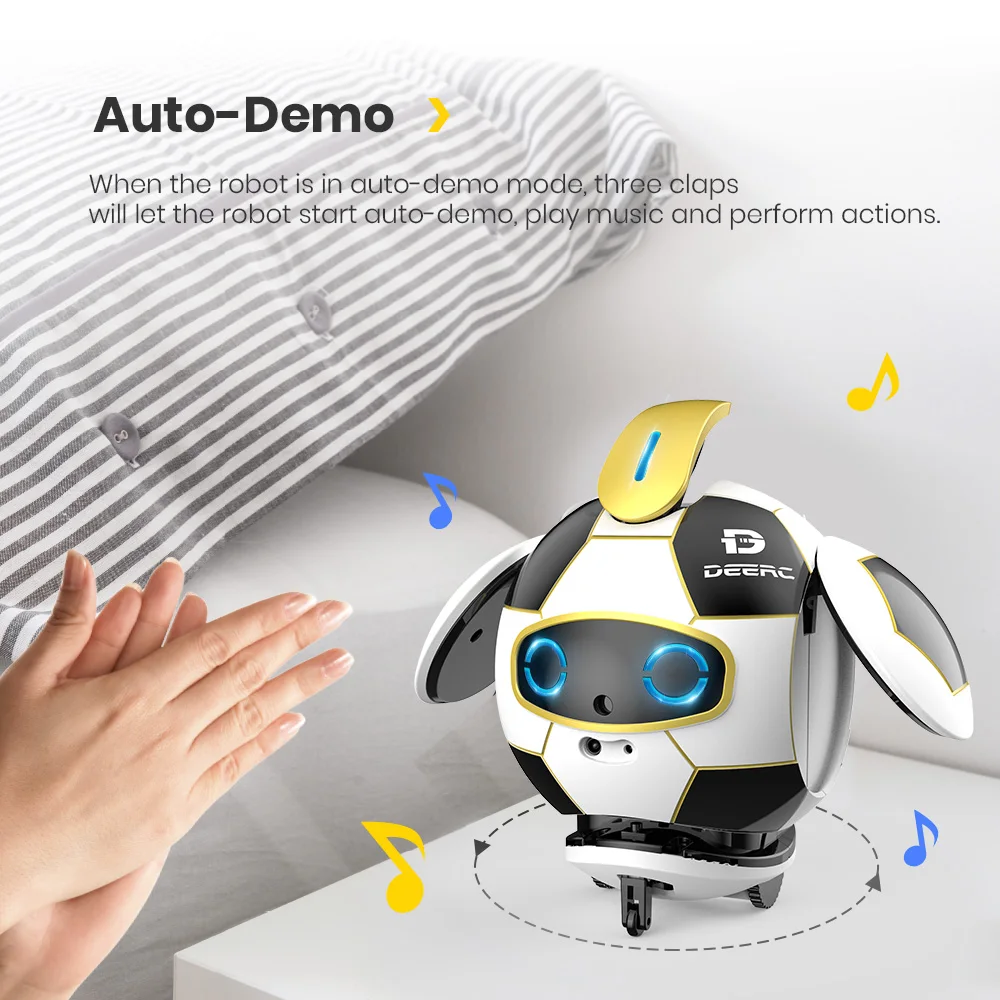 DEERC Smart Soccer Robot Toy Intelligent Touch Deformation With Sound Action Obstacle Avoidance Smart Induction Robots For Kids